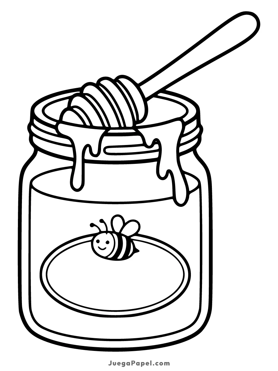 Dibujo para colorear e imprimir de Frasco de Miel de Abeja
