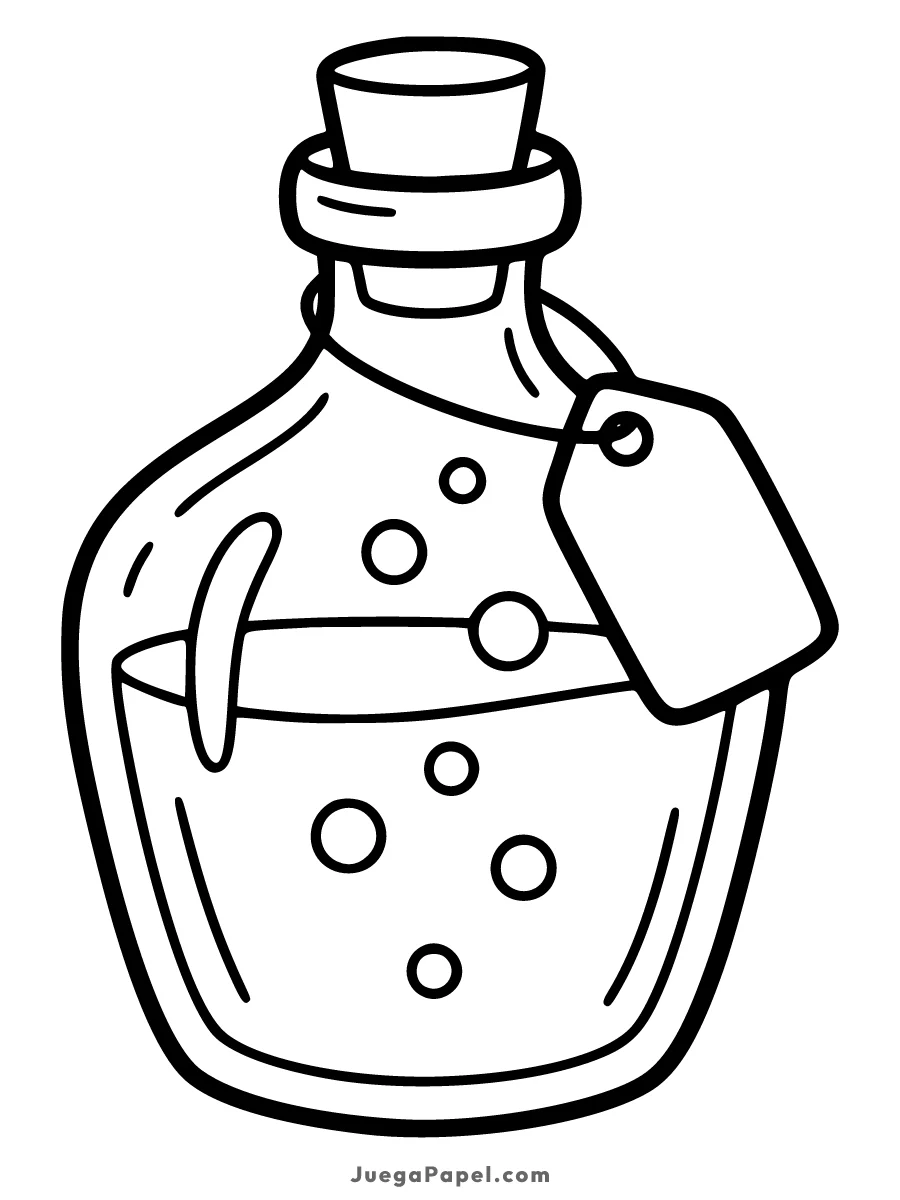 Dibujo para colorear e imprimir de Frasco de Poción Mágica con Burbujas