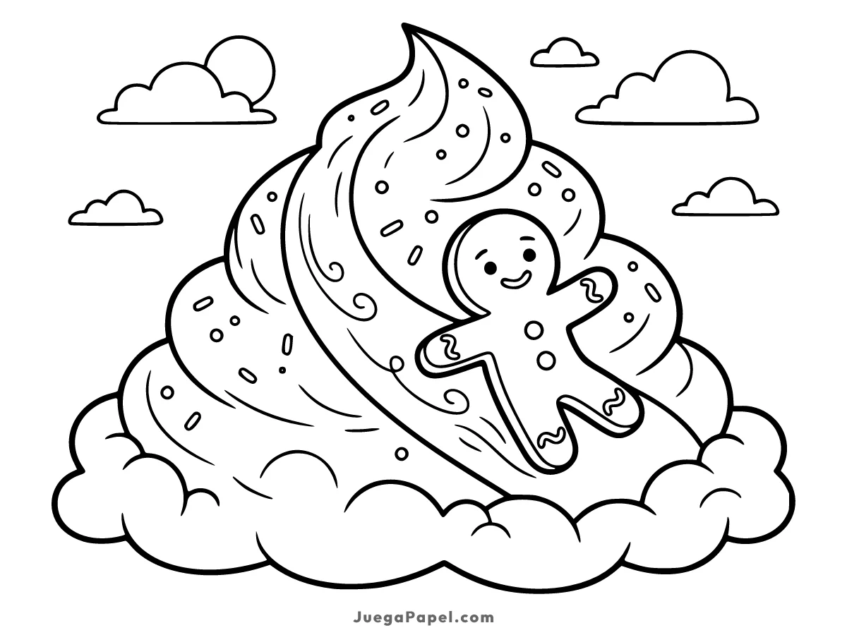 Dibujo para colorear e imprimir de Galleta de Jengibre deslizándose