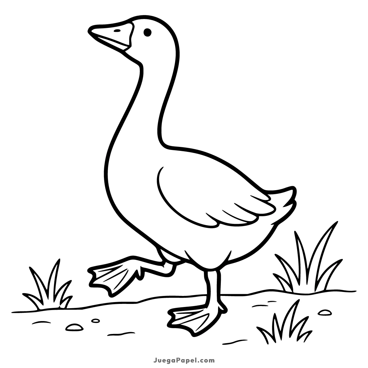 Dibujo para colorear e imprimir de Ganso Caminando Alegremente