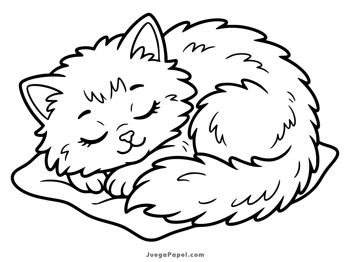 Dibujo para colorear e imprimir de Gatito Durmiendo