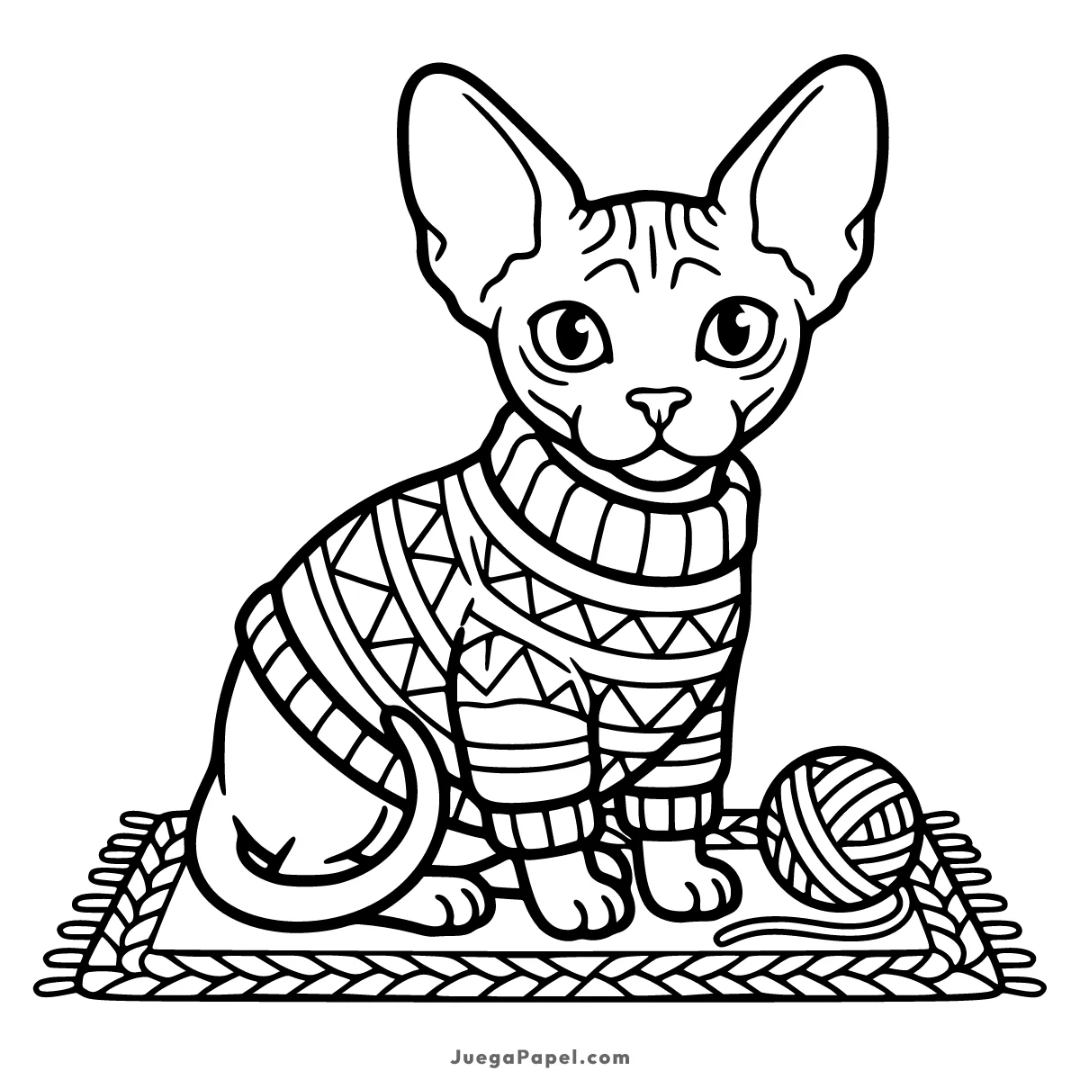 Dibujo para colorear e imprimir de Gato Esfinge