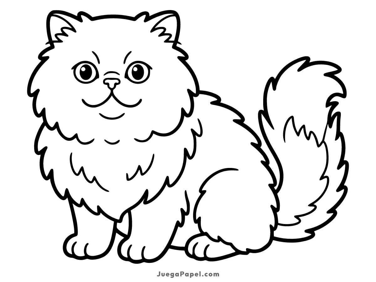 Dibujo para colorear e imprimir de Gato Peludo y Tierno