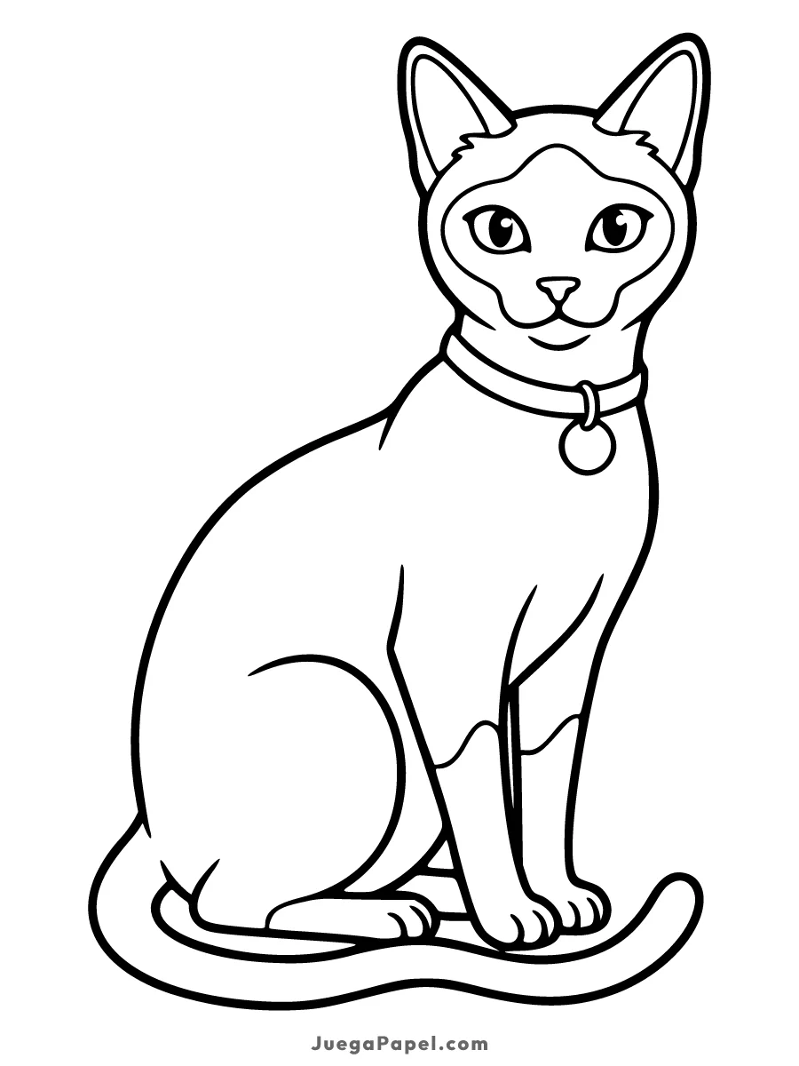Dibujo para colorear e imprimir de Gato Siamés