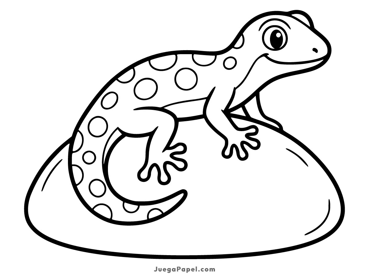 Dibujo para colorear e imprimir de Gecko sobre una Roca