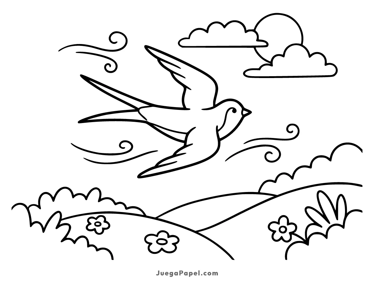 Dibujo para colorear e imprimir de Golondrina volando