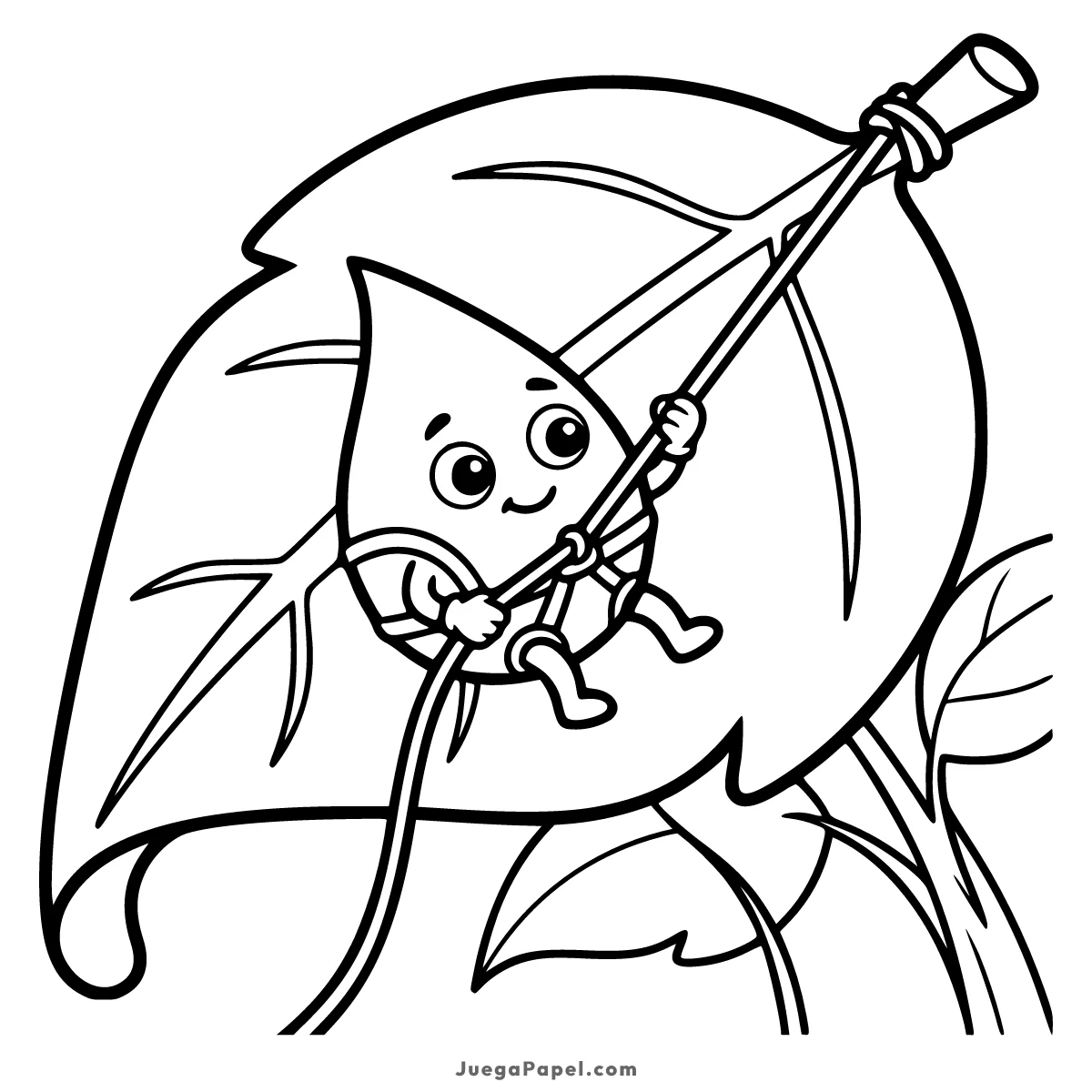 Dibujo para colorear e imprimir de Gota escalando una Hoja
