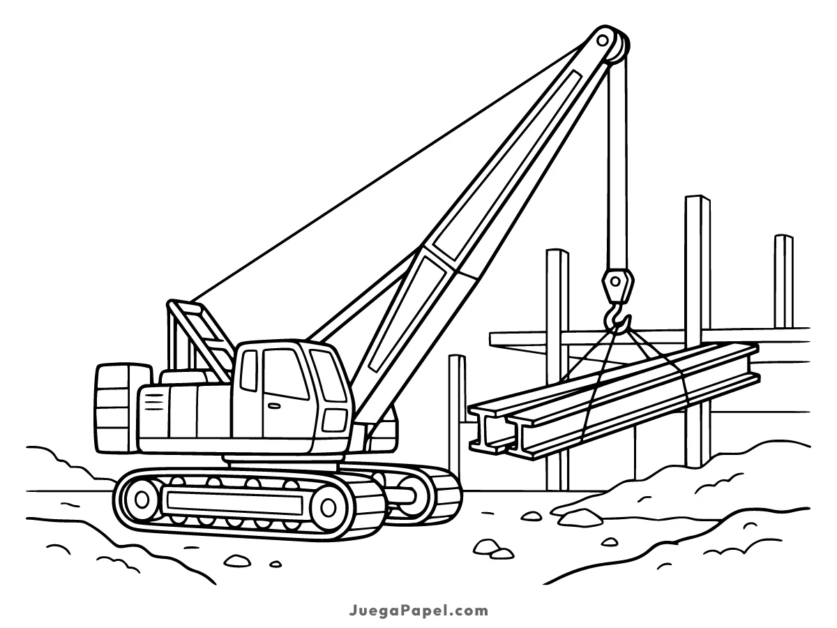 Dibujo para colorear e imprimir de Grúa de Construcción