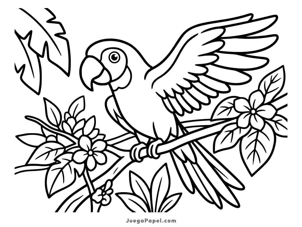Dibujo para colorear e imprimir de Guacamayo Saludando