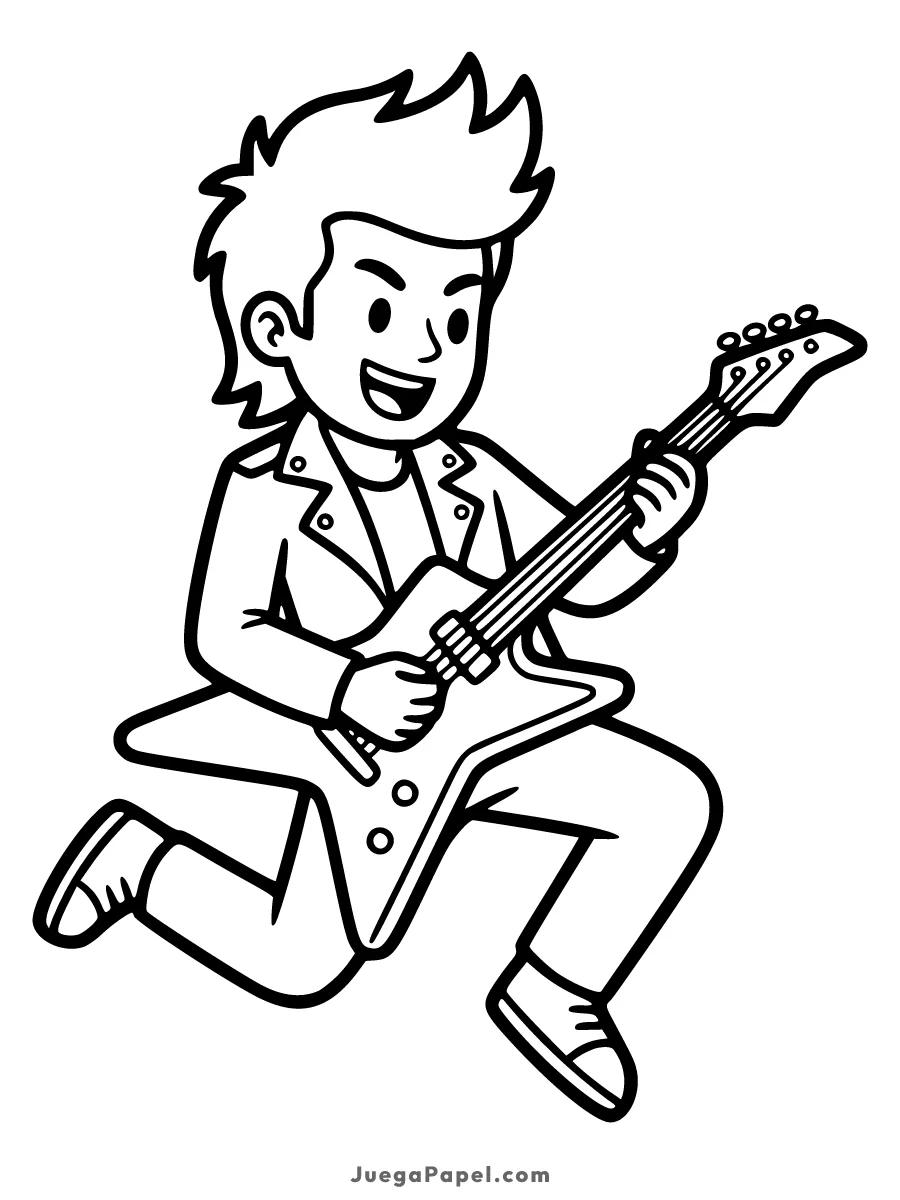 Dibujo para colorear e imprimir de Guitarrista