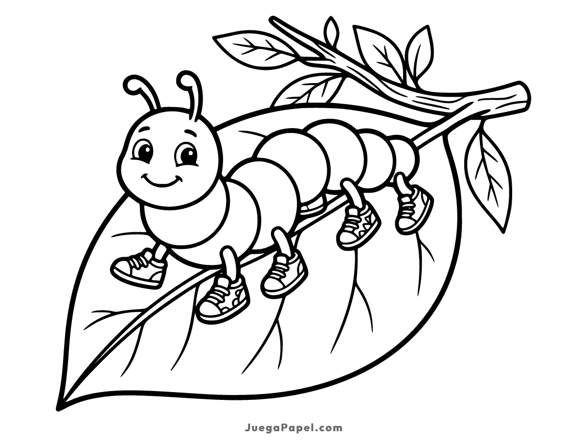 Dibujo para colorear e imprimir de Gusano Sonriente en una Hoja