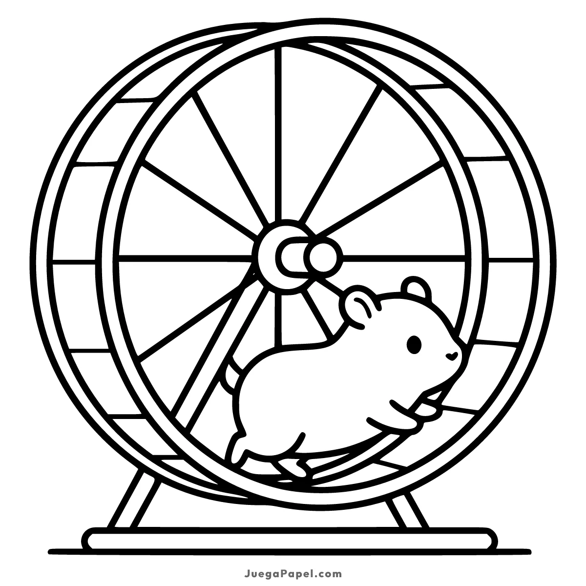 Dibujo para colorear e imprimir de Hámster Jugando en su Rueda