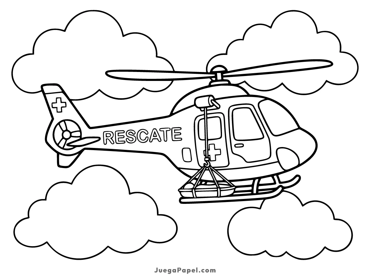 Dibujo para colorear e imprimir de Helicóptero de Rescate