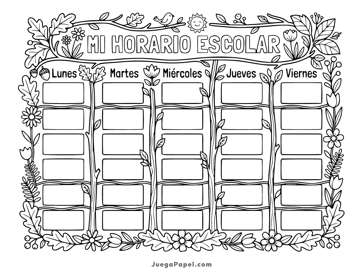 Dibujo para colorear e imprimir de Horario Escolar
