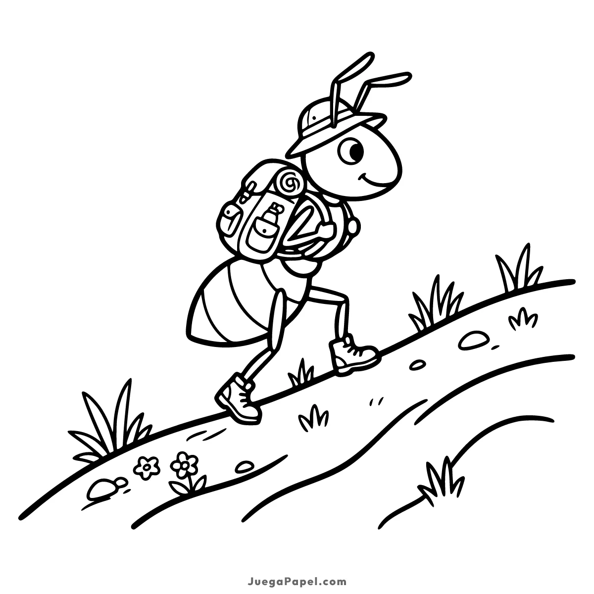 Dibujo para colorear e imprimir de Hormiga Exploradora con Mochila