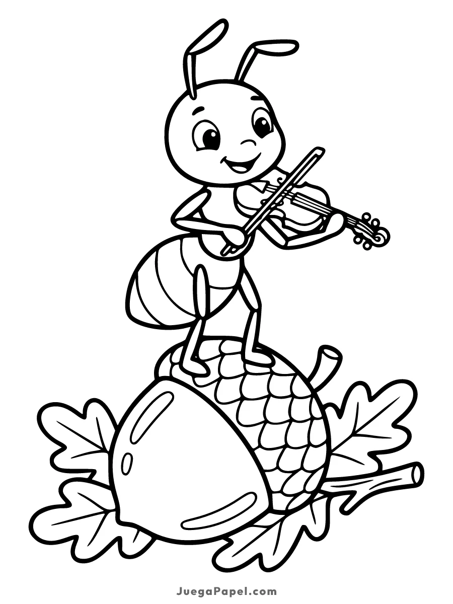Dibujo para colorear e imprimir de Hormiga Tocando el Violín