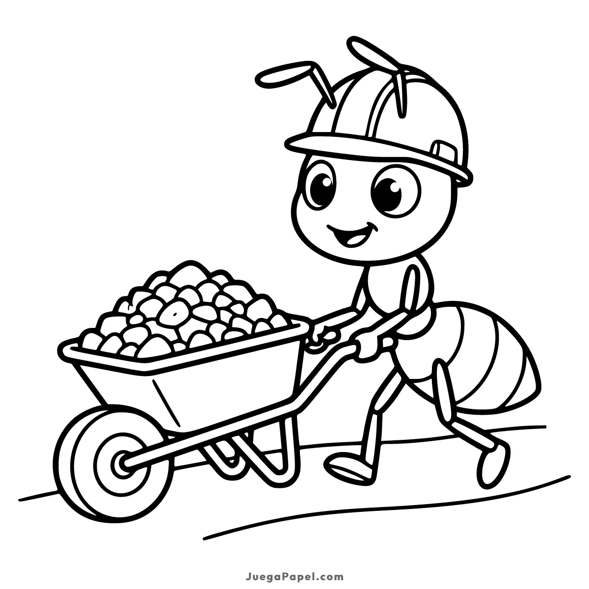 Dibujo para colorear e imprimir de Hormiga Trabajadora con Carretilla