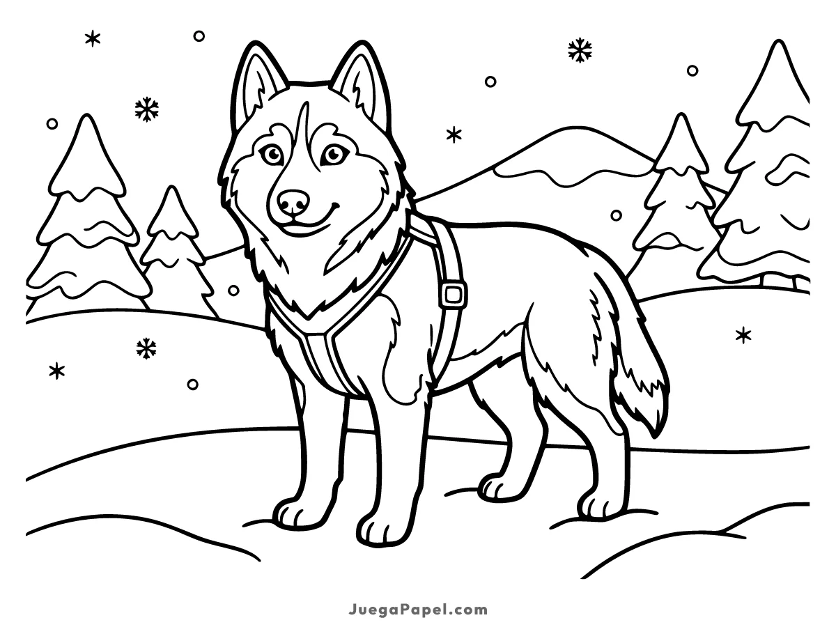 Dibujo para colorear e imprimir de Husky