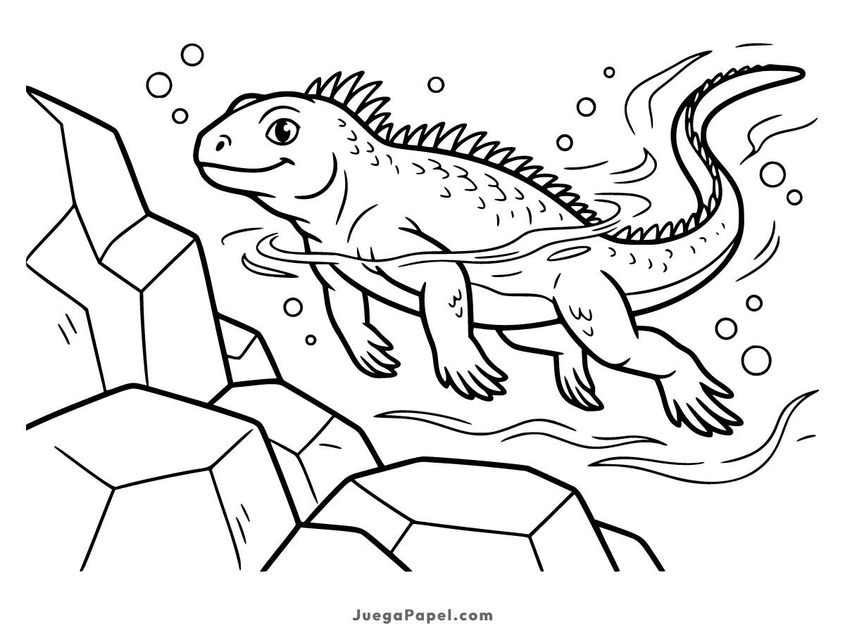 Dibujo para colorear e imprimir de Iguana Marina