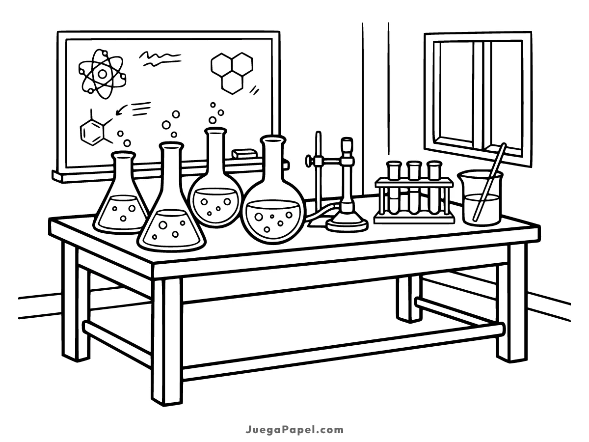 Dibujo para colorear e imprimir de Laboratorio de Química