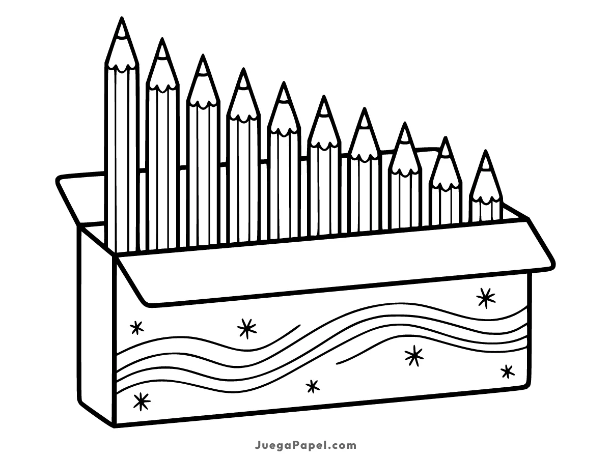Dibujo para colorear e imprimir de Lápices Ordenados de Largo a Corto