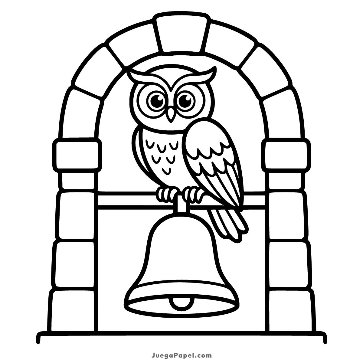 Dibujo para colorear e imprimir de Lechuza en el Campanario