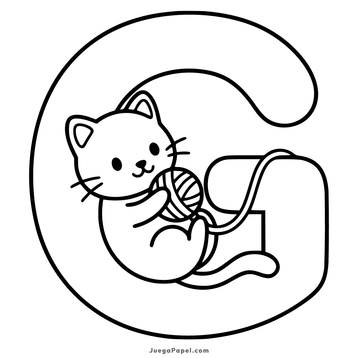 Dibujo para colorear e imprimir de Letra G con Gato