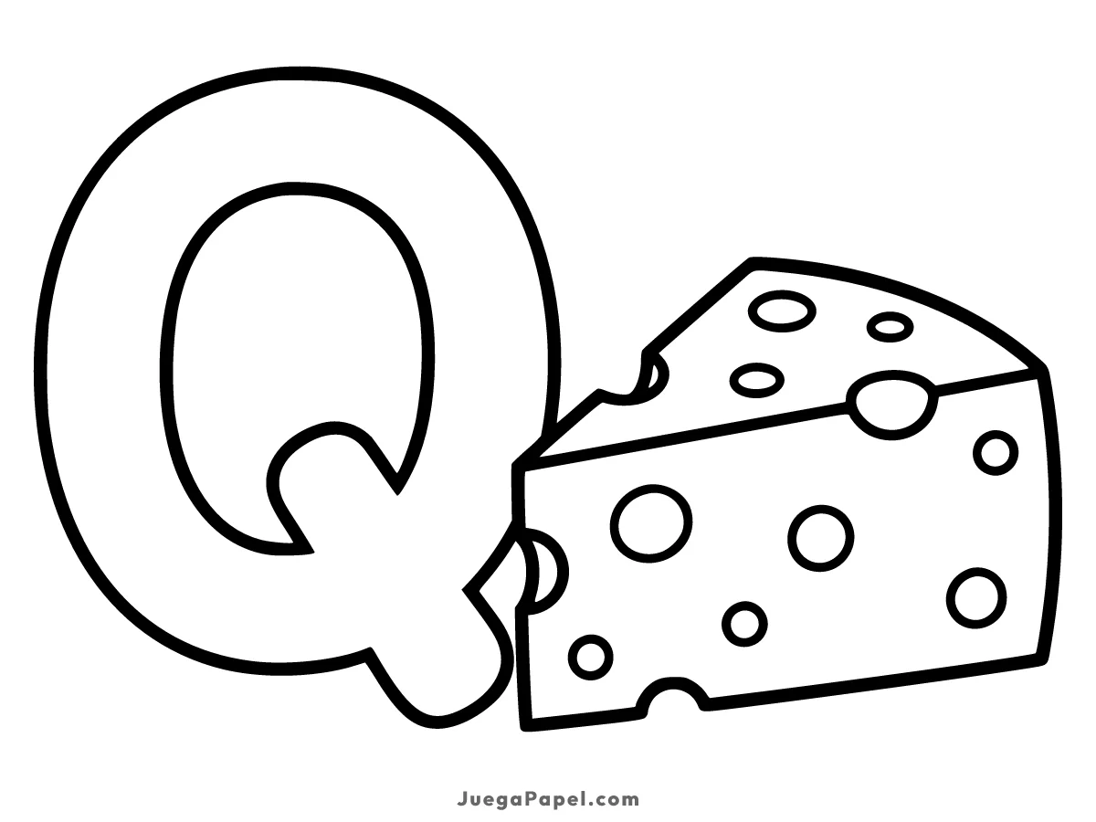 Dibujo para colorear e imprimir de Letra Q con Queso