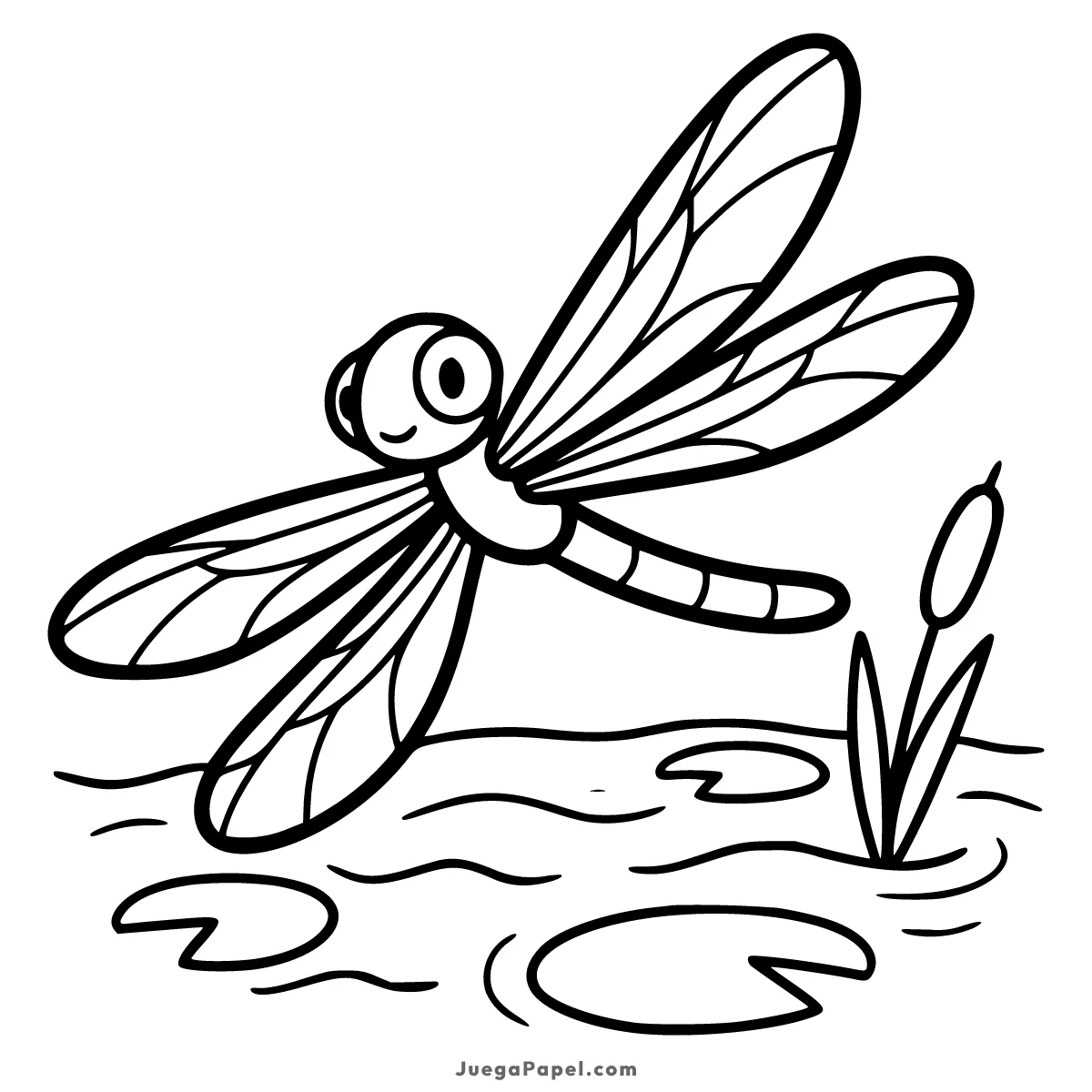 Dibujo para colorear e imprimir de Libélula en Pantano
