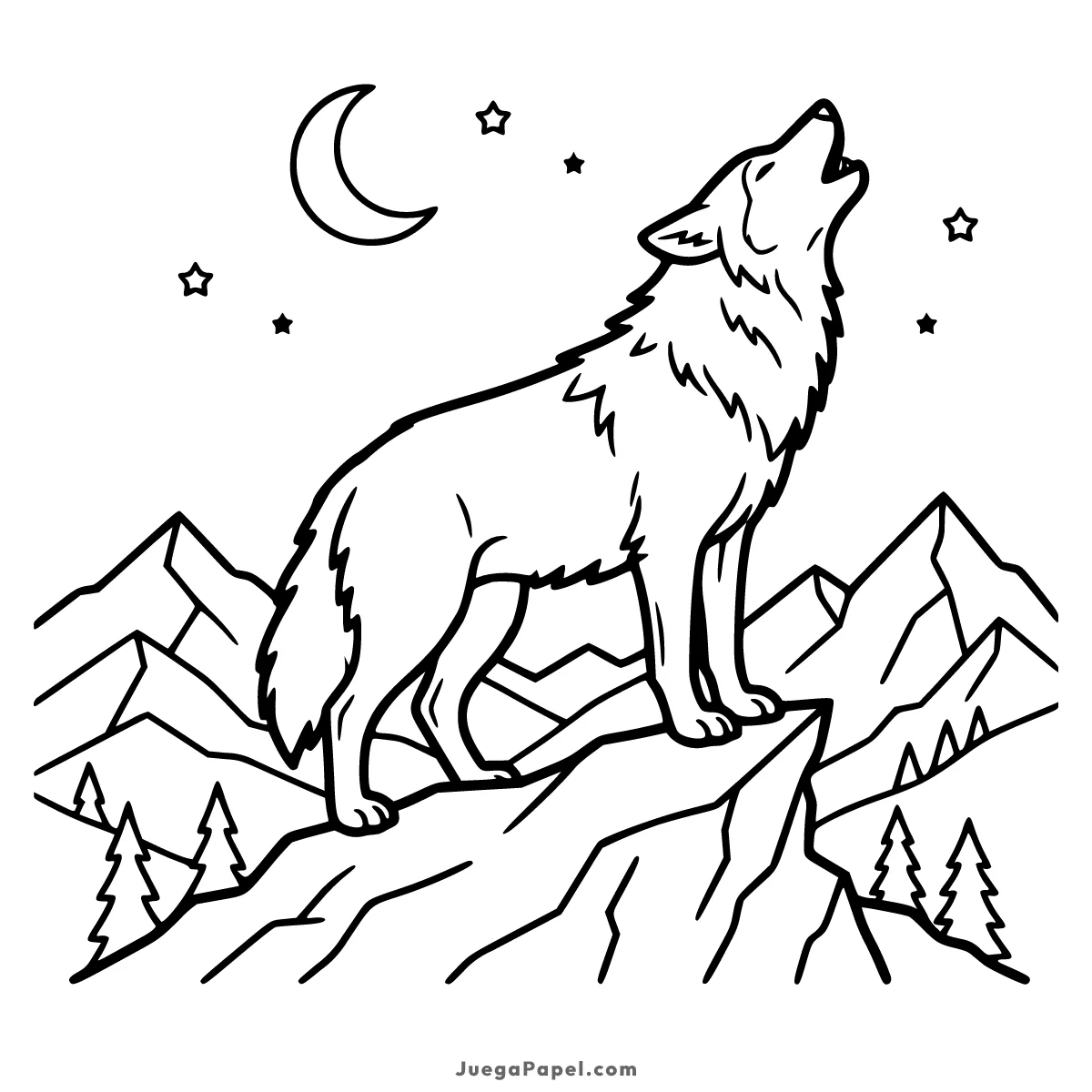 Dibujo para colorear e imprimir de Lobo Aullando