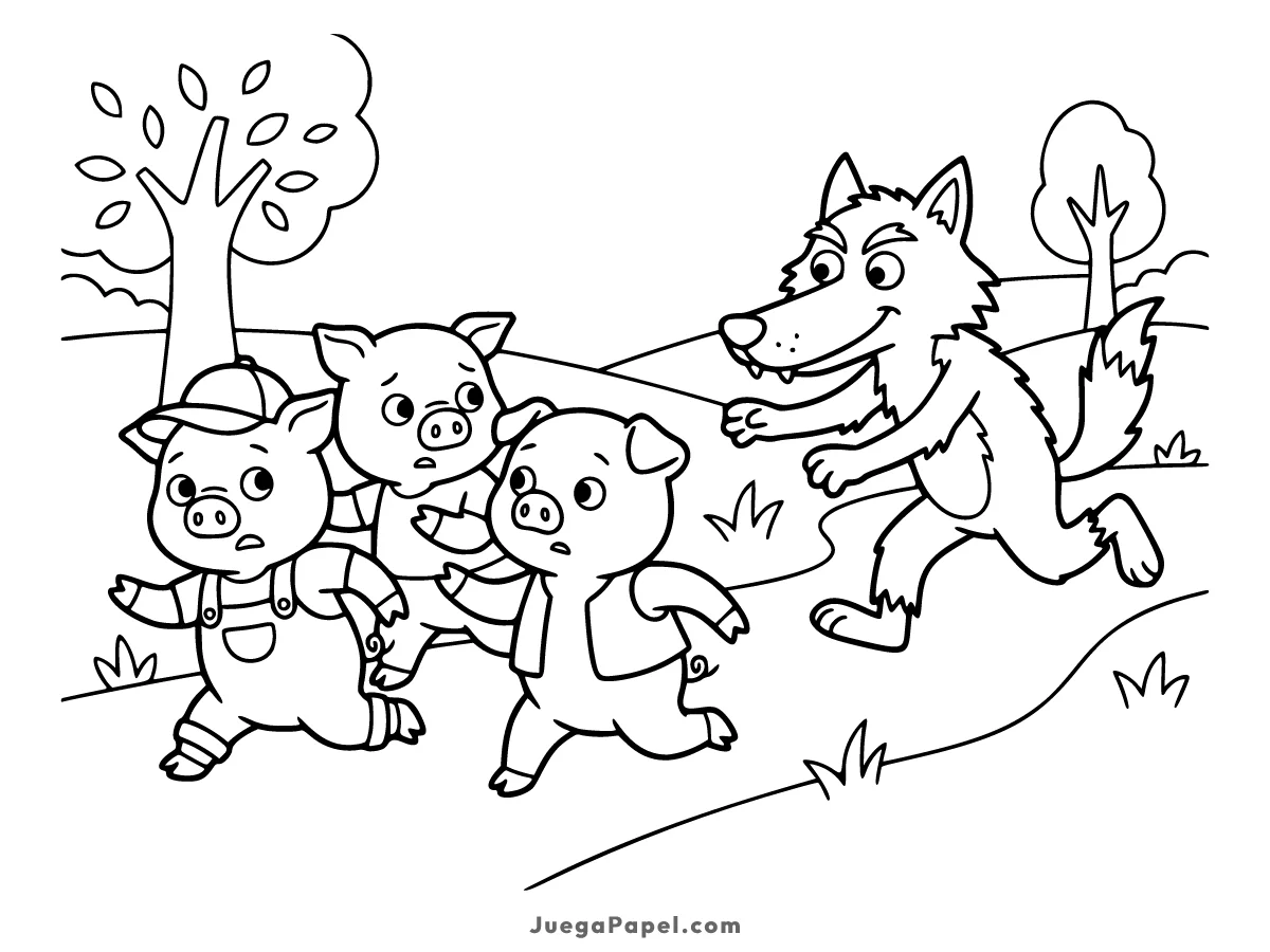 Dibujo para colorear e imprimir de Los Tres Cerditos