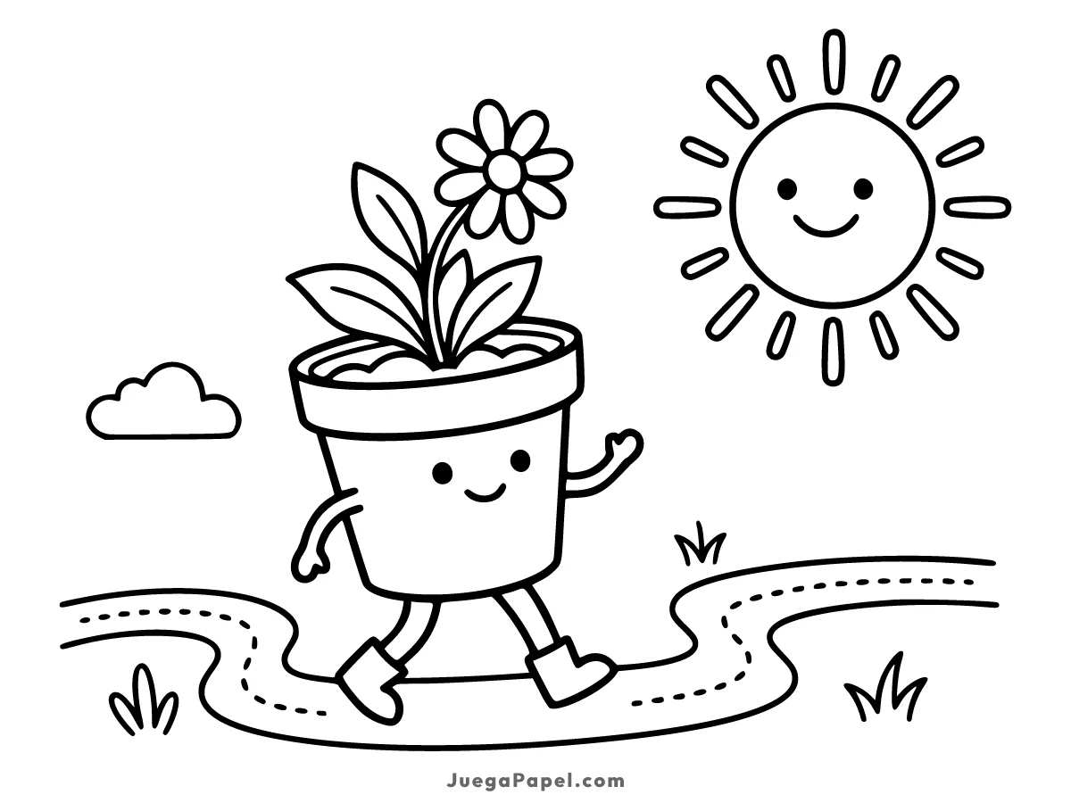 Dibujo para colorear e imprimir de Maceta Caminante