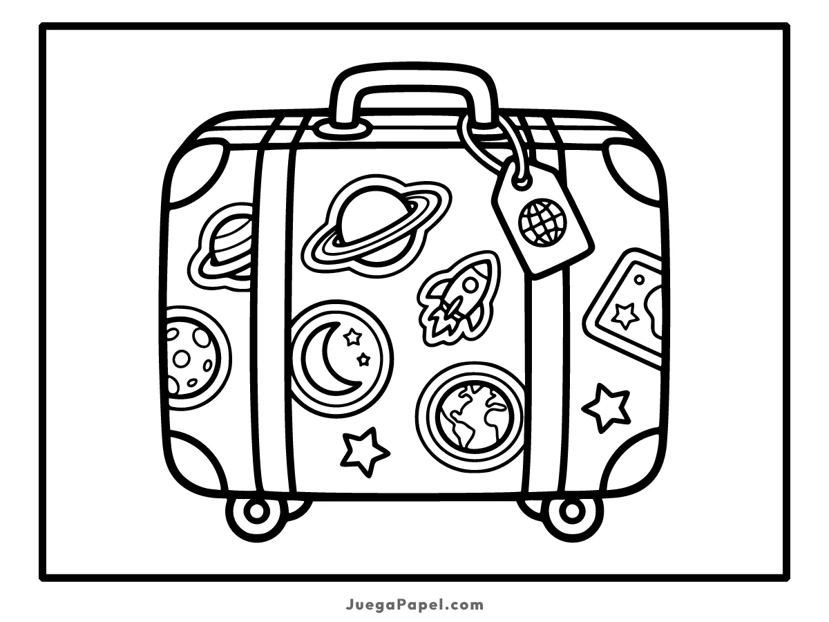 Dibujo para colorear e imprimir de Maleta Viajera Espacial