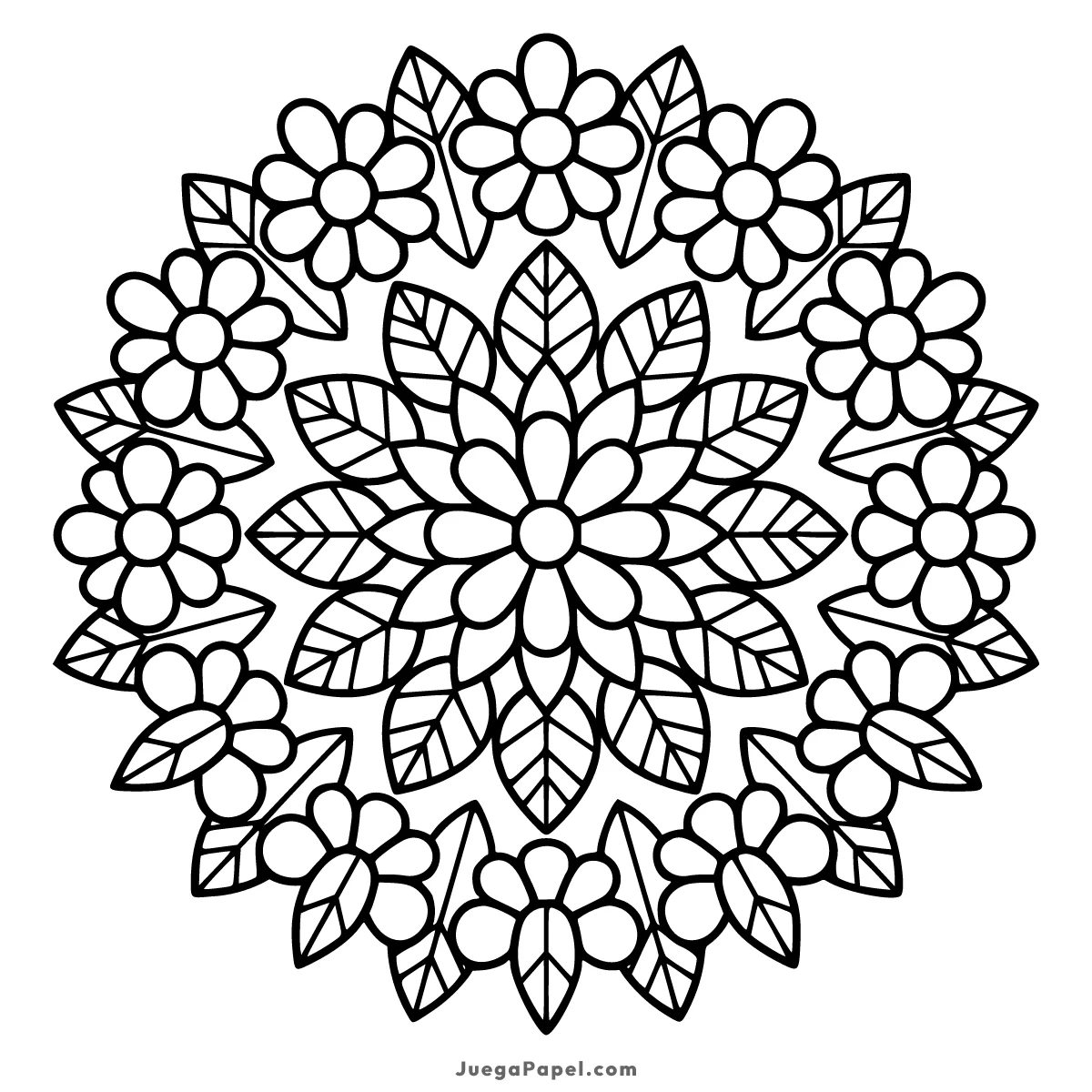 Dibujo para colorear e imprimir de Mandala de Flores