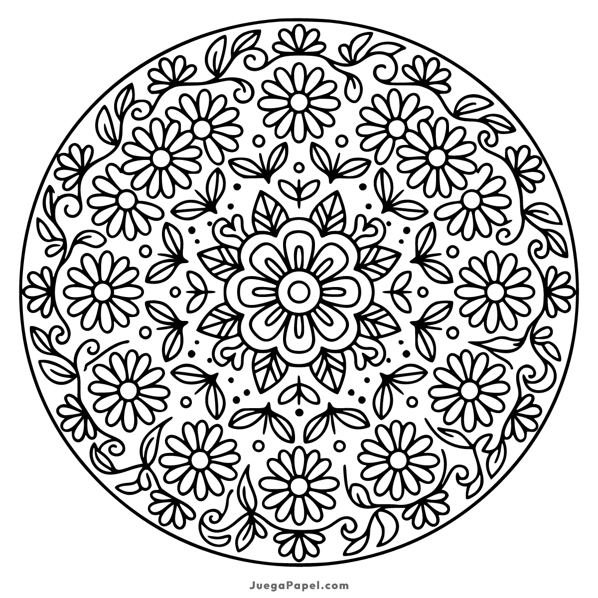 Dibujo para colorear e imprimir de Mandala de Flores