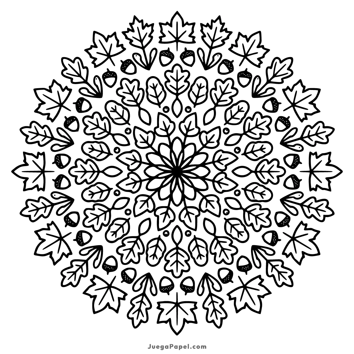 Dibujo para colorear e imprimir de Mandala de Otoño