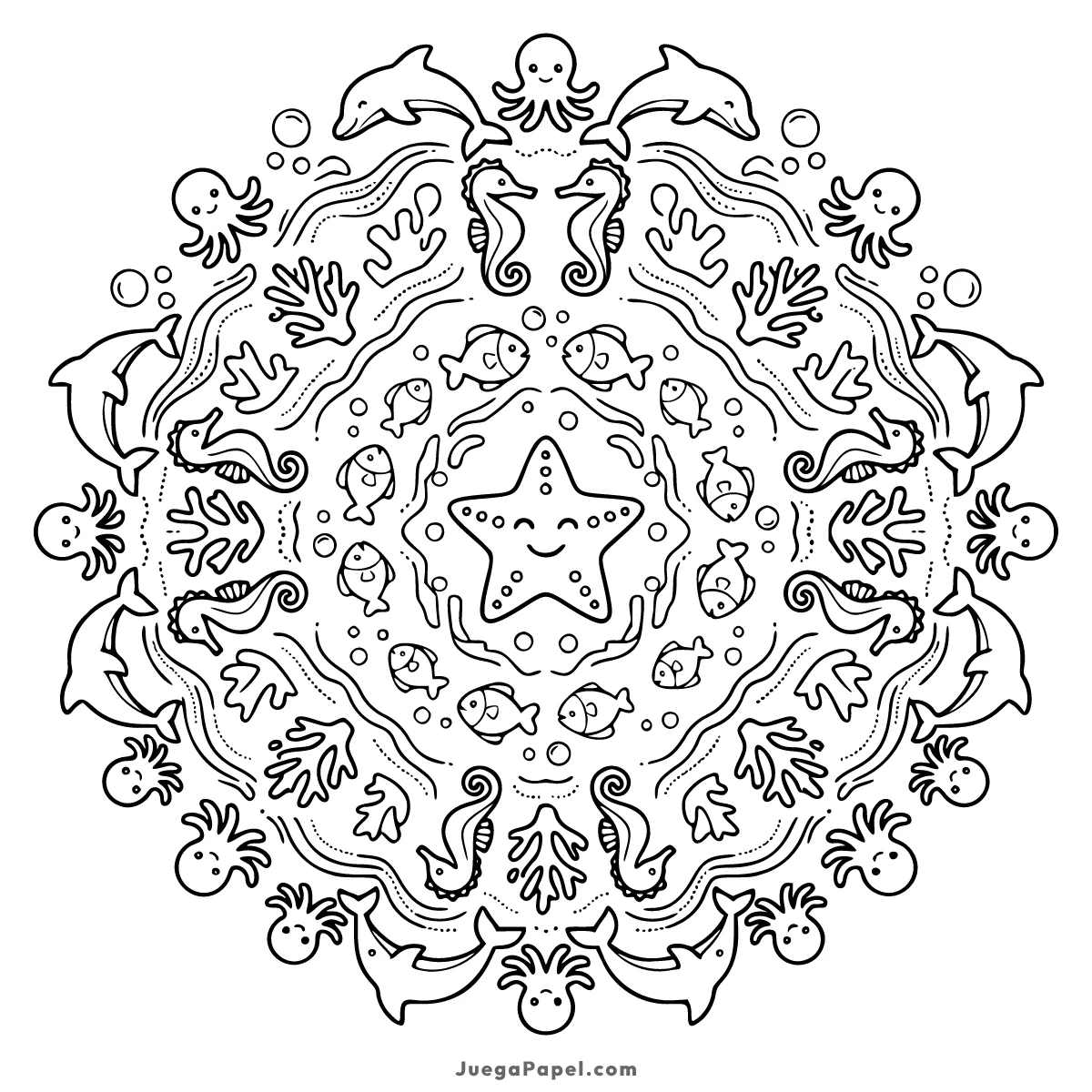 Dibujo para colorear e imprimir de Mandala Marina