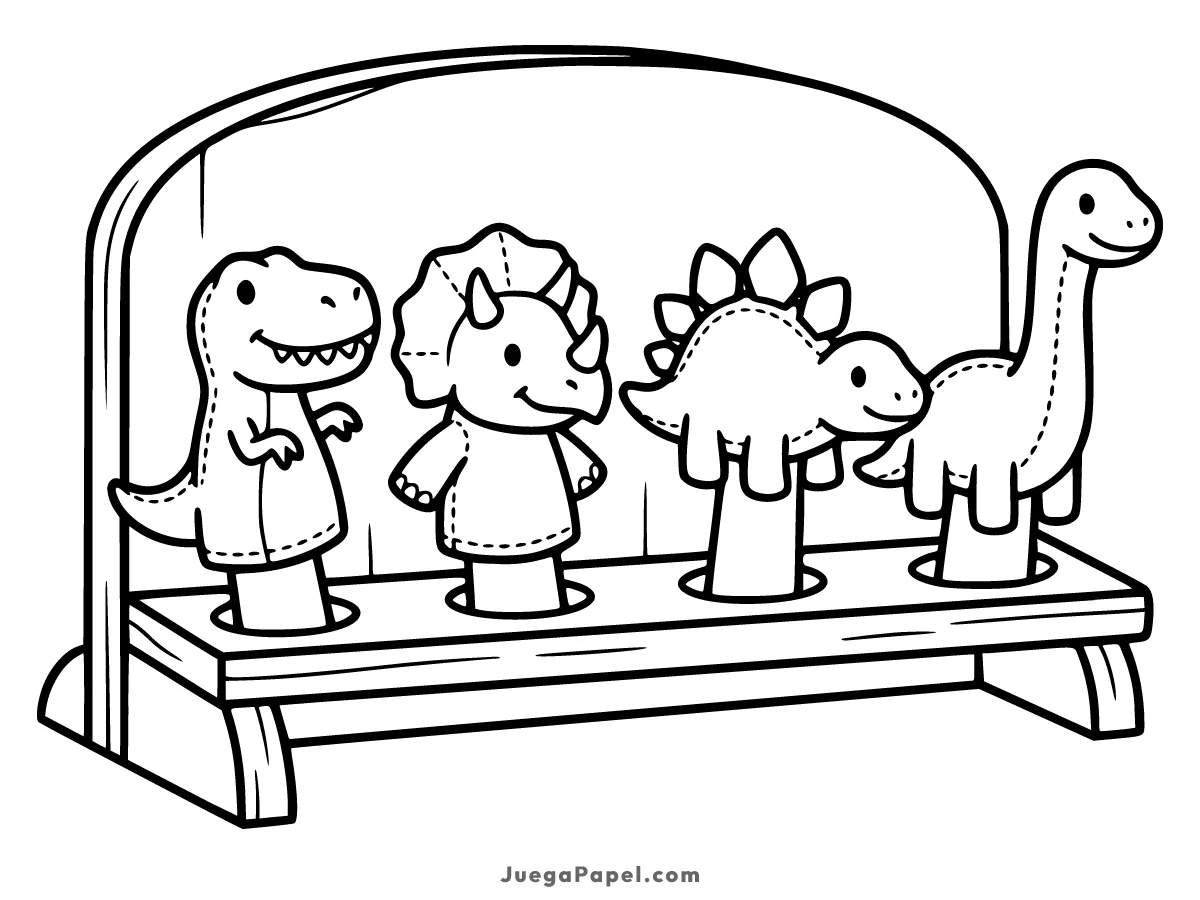 Dibujo para colorear e imprimir de Marionetas de Dinosaurios