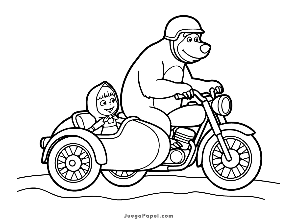 Dibujo para colorear e imprimir de Masha y el Oso