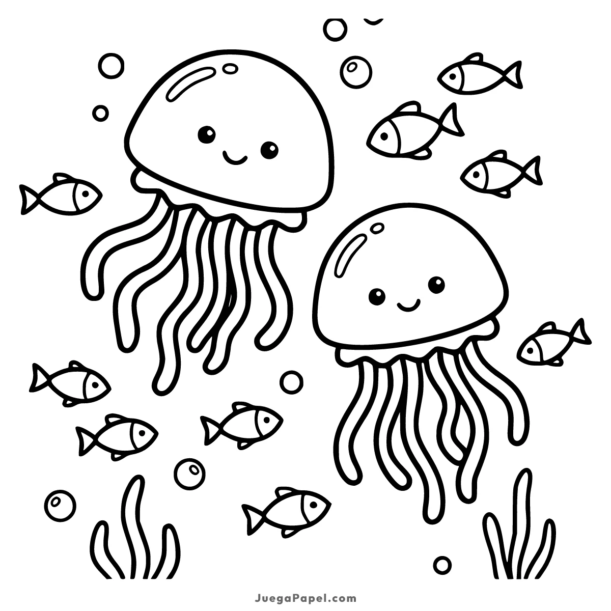 Dibujo para colorear e imprimir de Medusas en el Océano