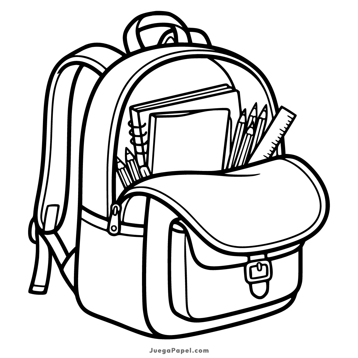 Dibujo para colorear e imprimir de Mochila Escolar