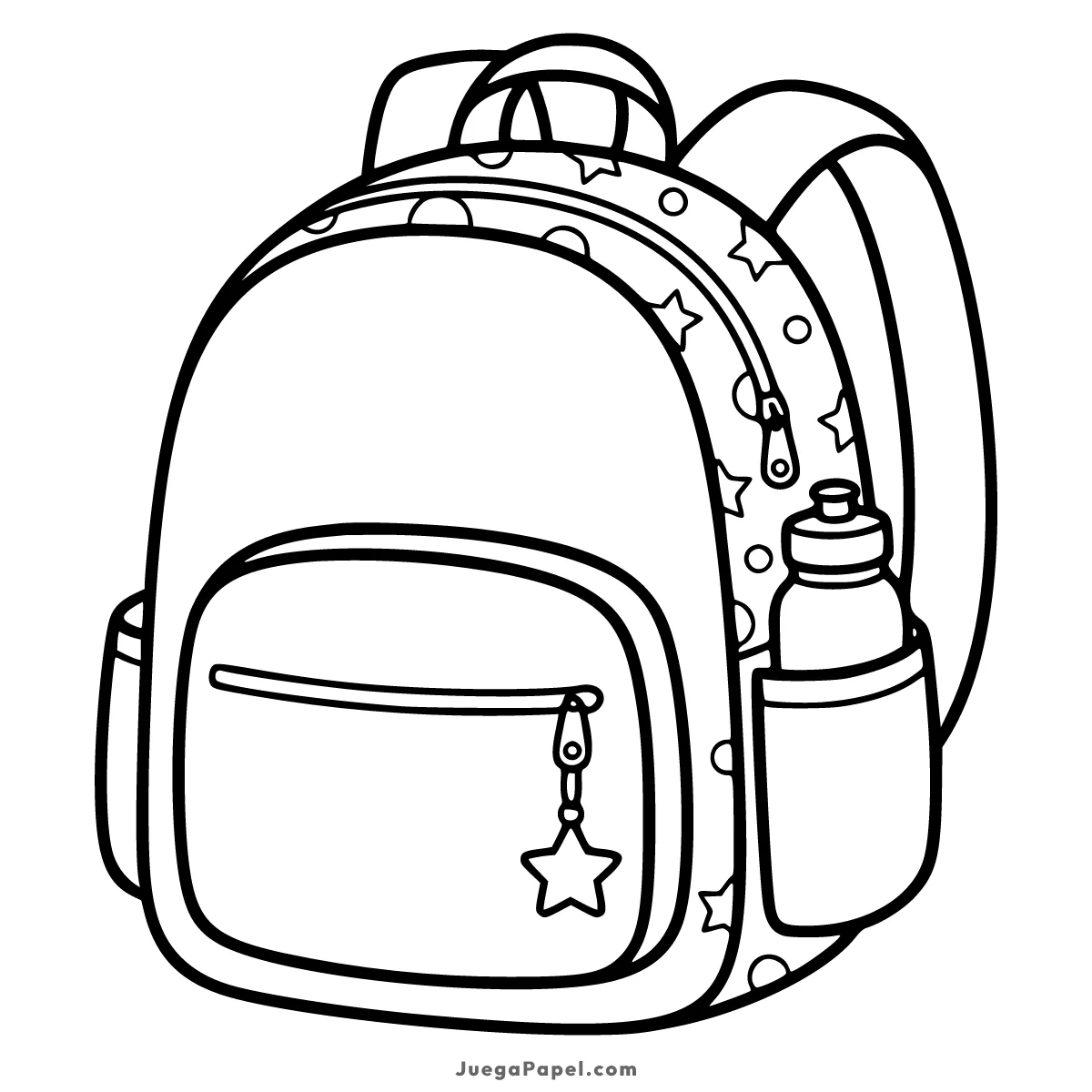 Dibujo para colorear e imprimir de Mochila Escolar con Estrellas