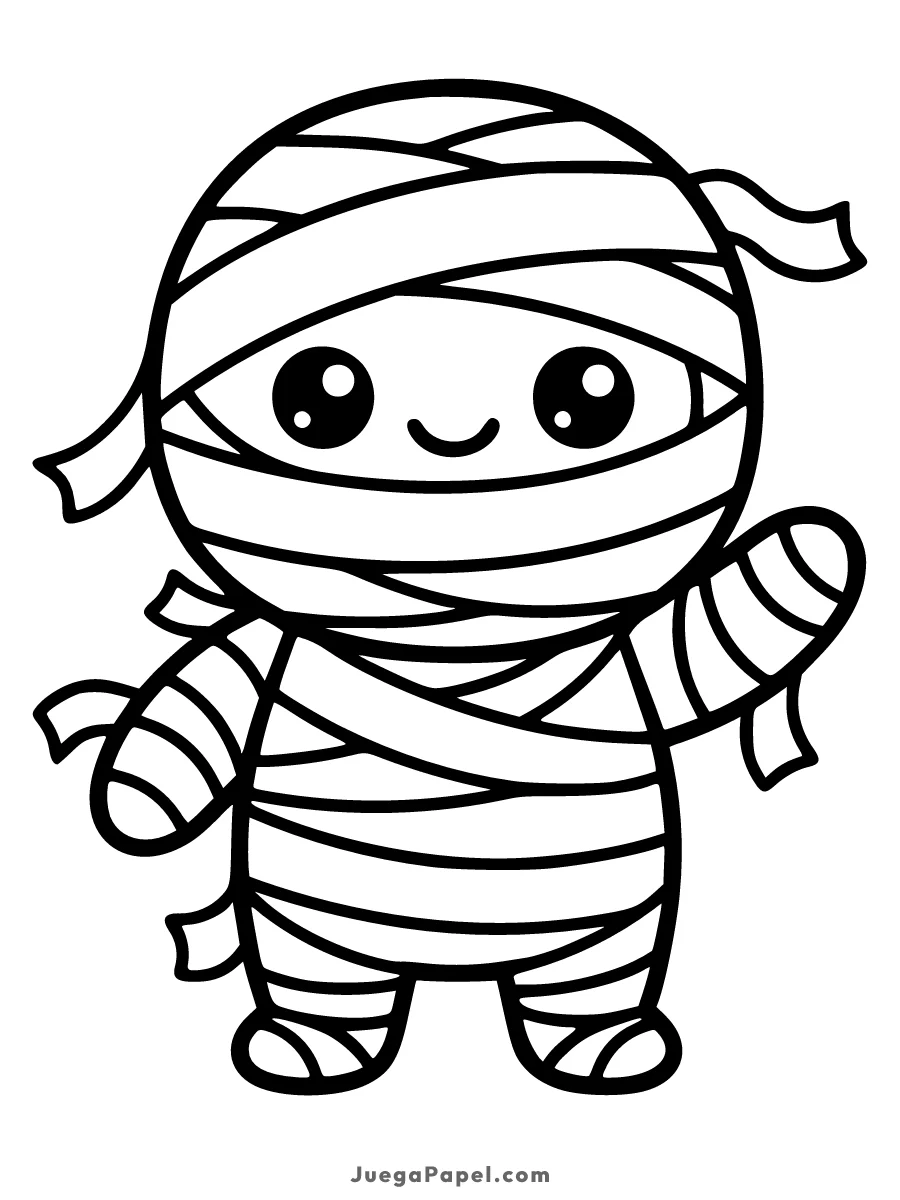 Dibujo para colorear e imprimir de Momia Tierna y Kawaii