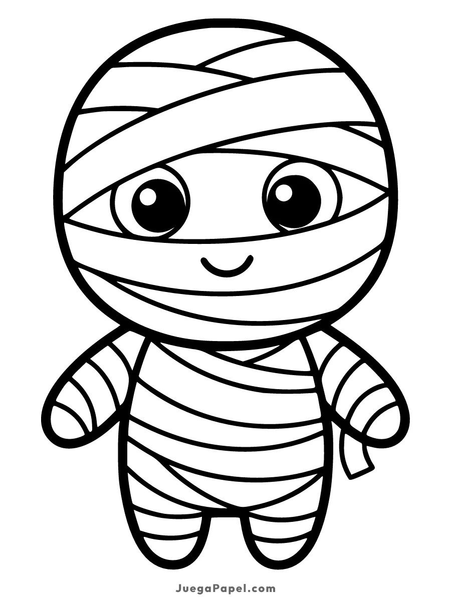 Dibujo para colorear e imprimir de Momia Tierna y Kawaii