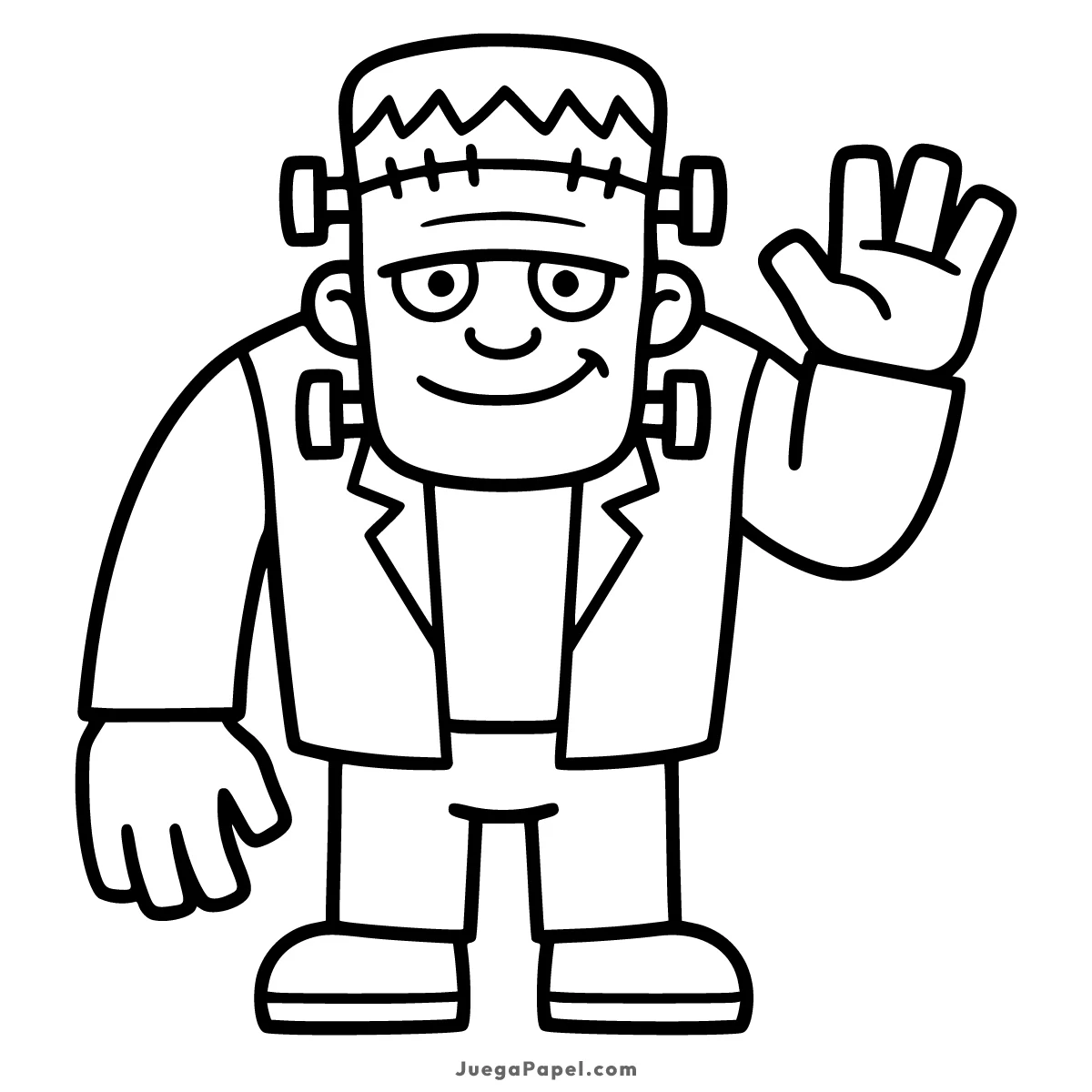 Dibujo para colorear e imprimir de Monstruo de Frankenstein Saludando