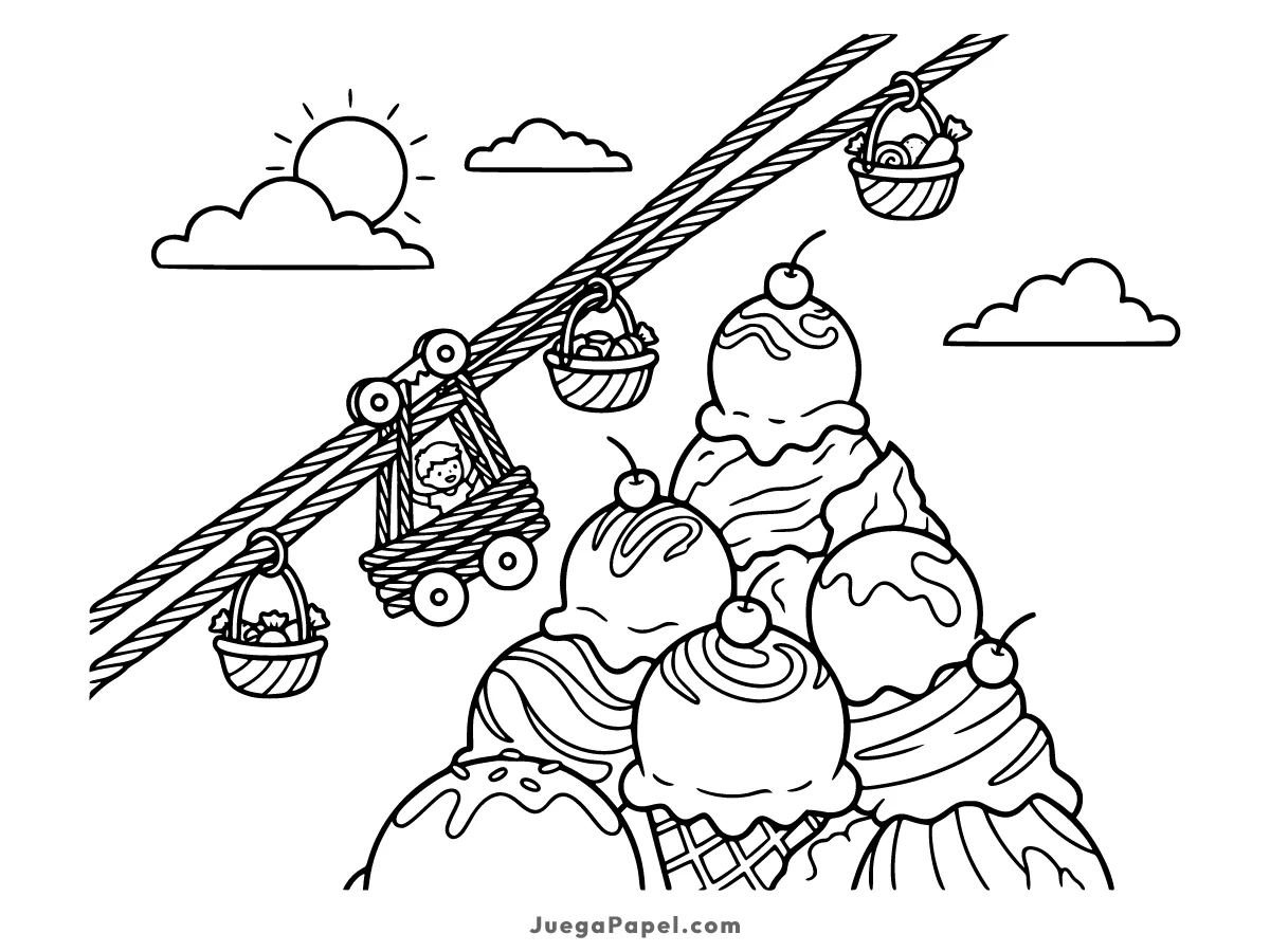 Dibujo para colorear e imprimir de Montaña de Helados