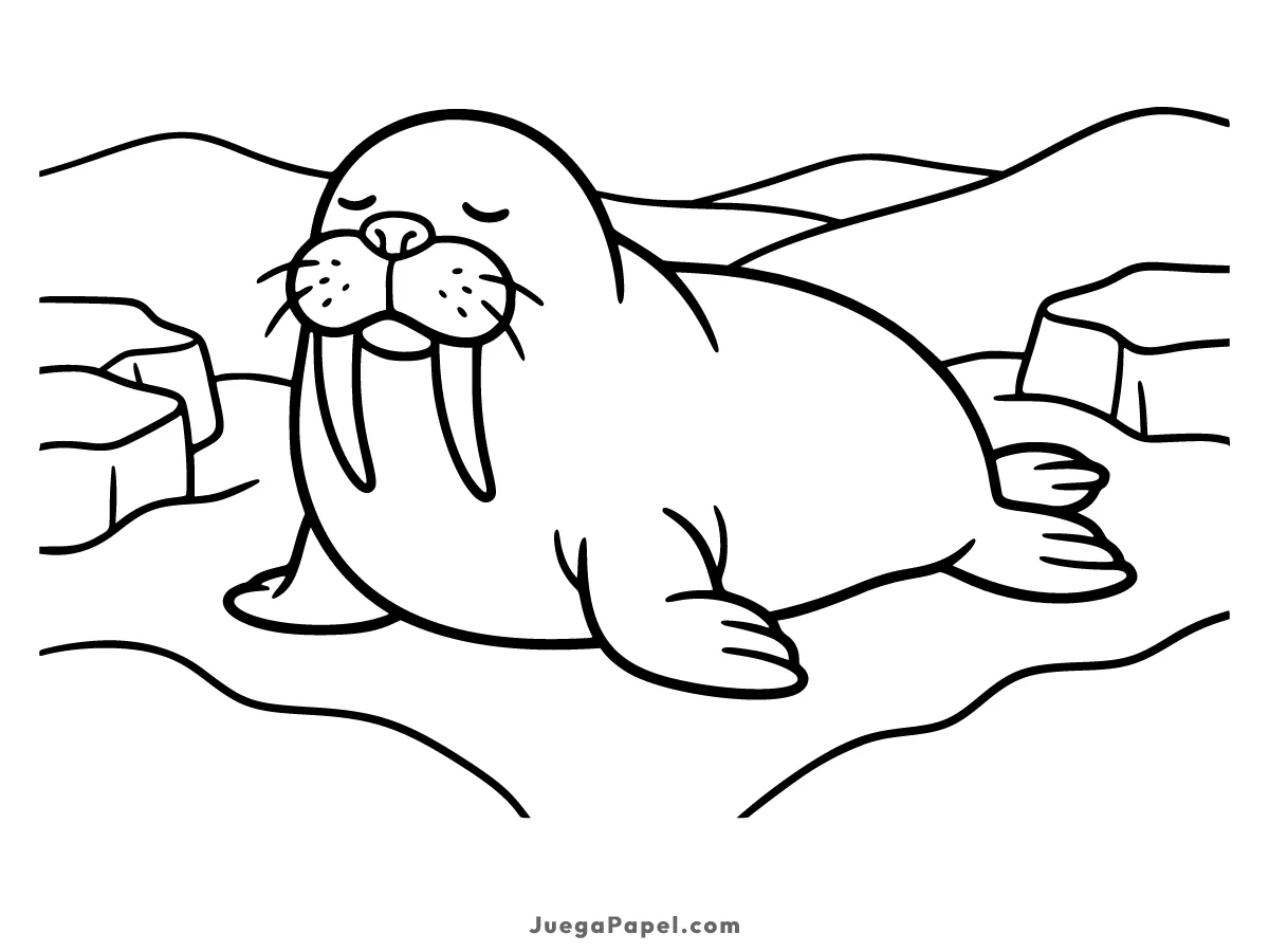 Dibujo para colorear e imprimir de Morsa Durmiendo