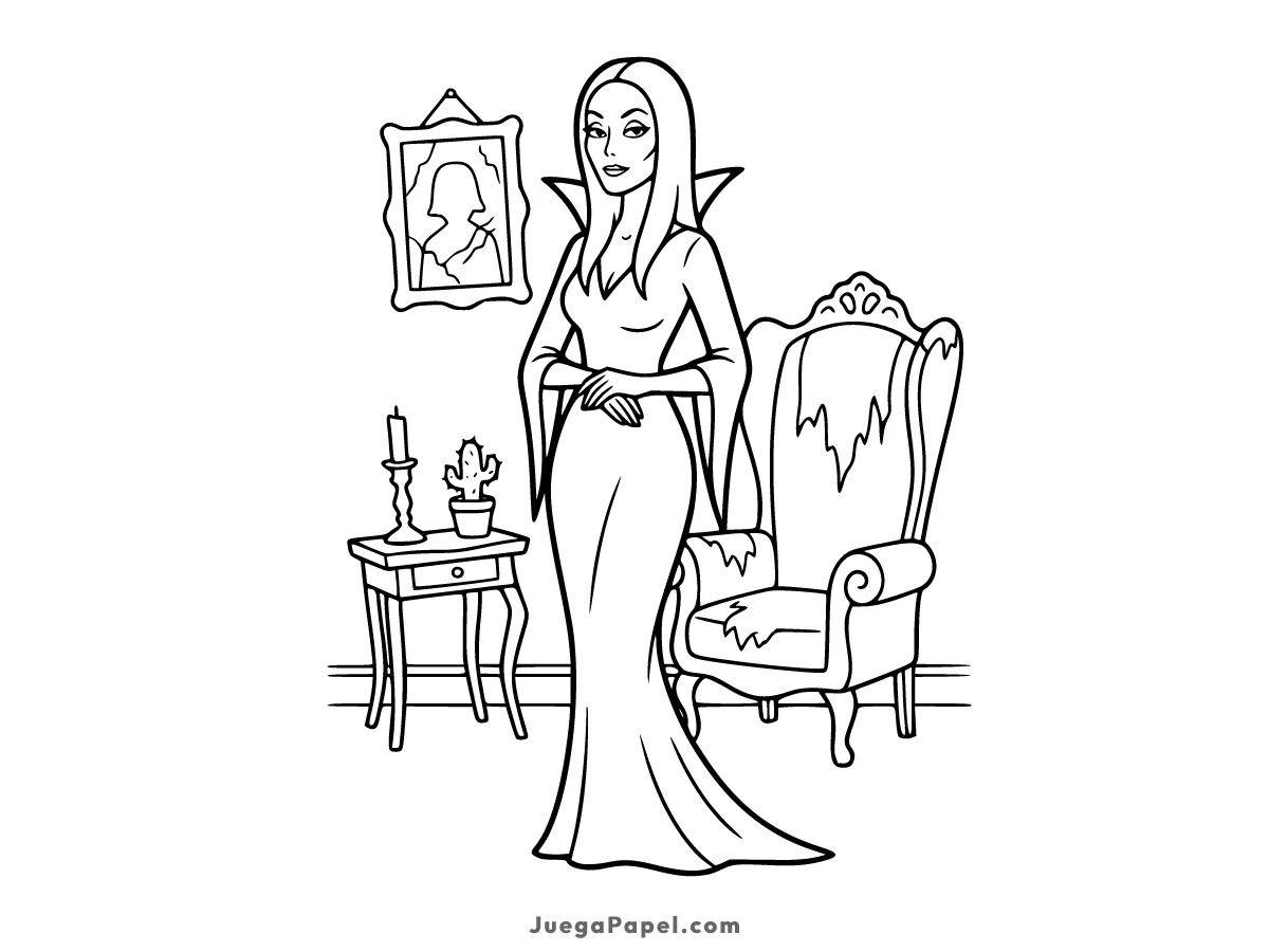 Dibujo para colorear e imprimir de Morticia Addams