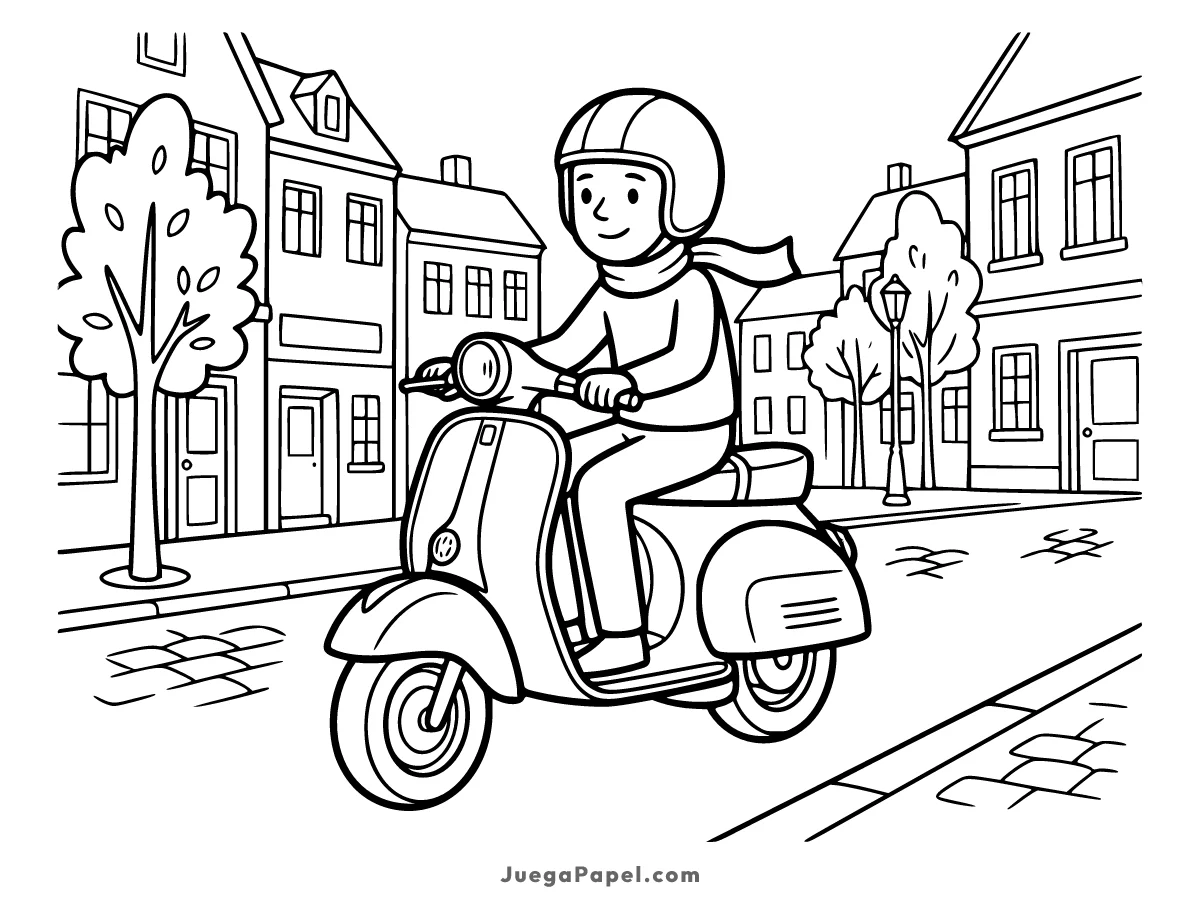 Dibujo para colorear e imprimir de Moto Scooter