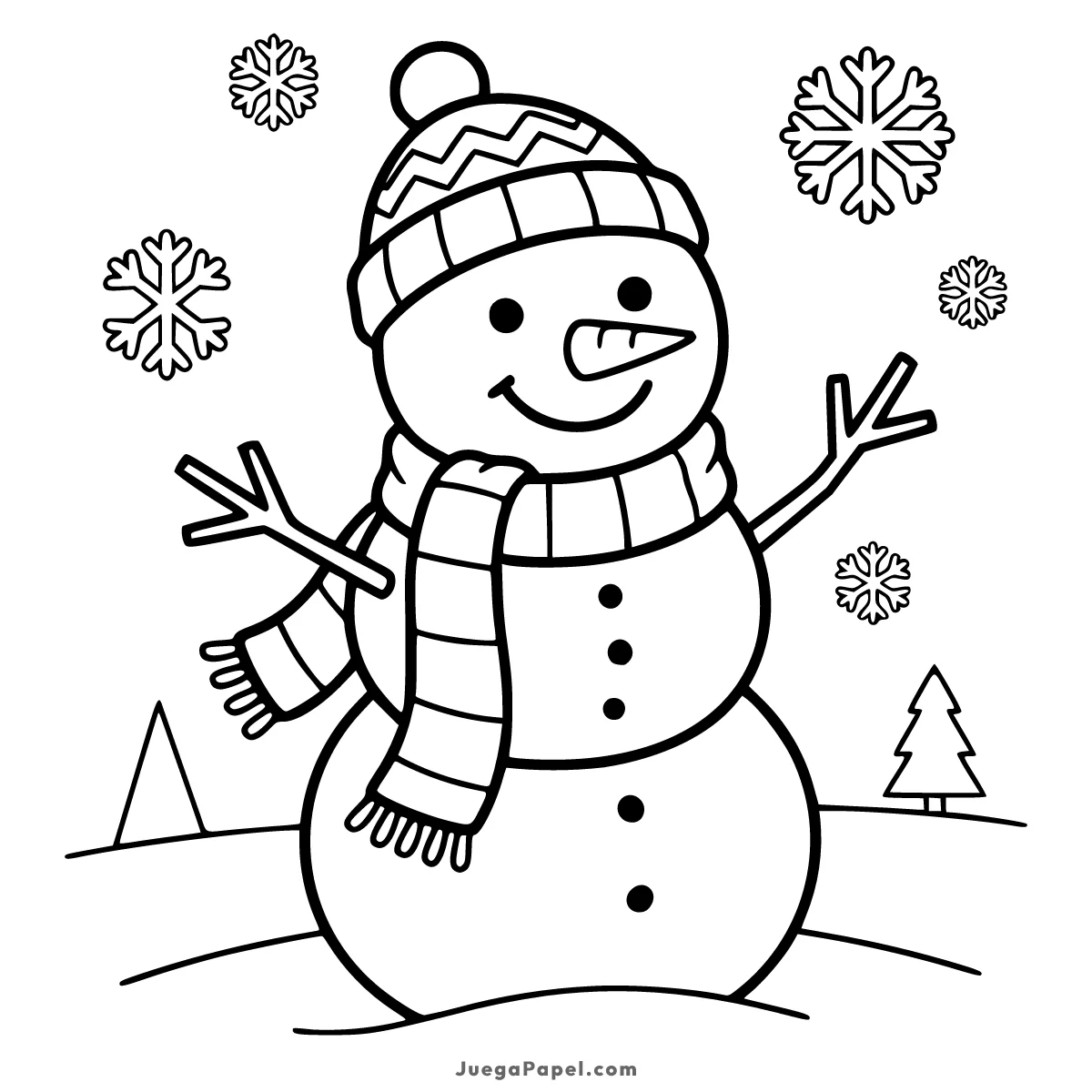 Dibujo para colorear e imprimir de Muñeco de Nieve